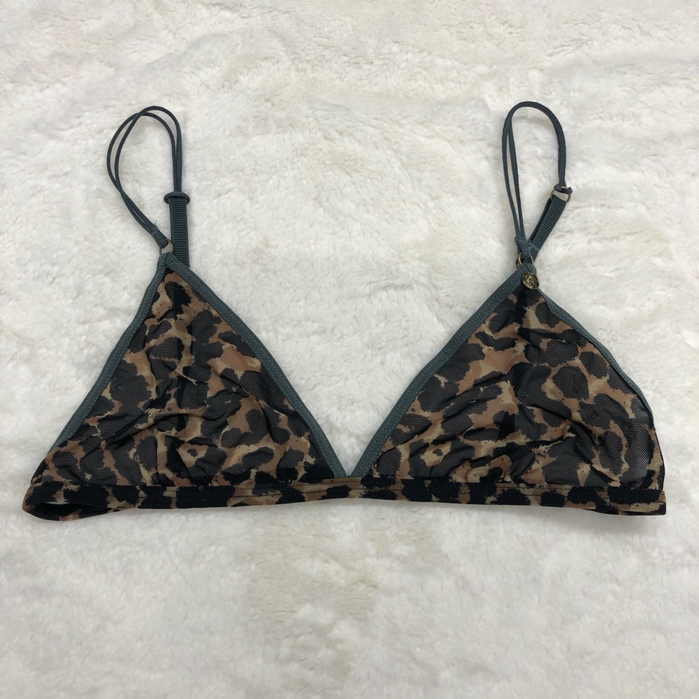 NEW love stories sheer mesh triangle bralette animal print cheetah leopard